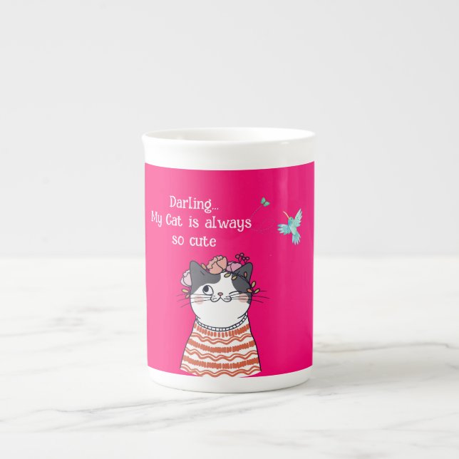 Min katt är alltid så söt benporslin mugg (Framsidan)