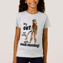 Min katt är borta med Sock monkey! Funny T Shirt