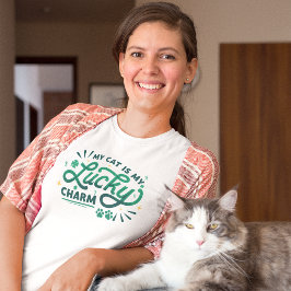 Min katt är min Lucky Charm St patrick's day Anpas T Shirt
