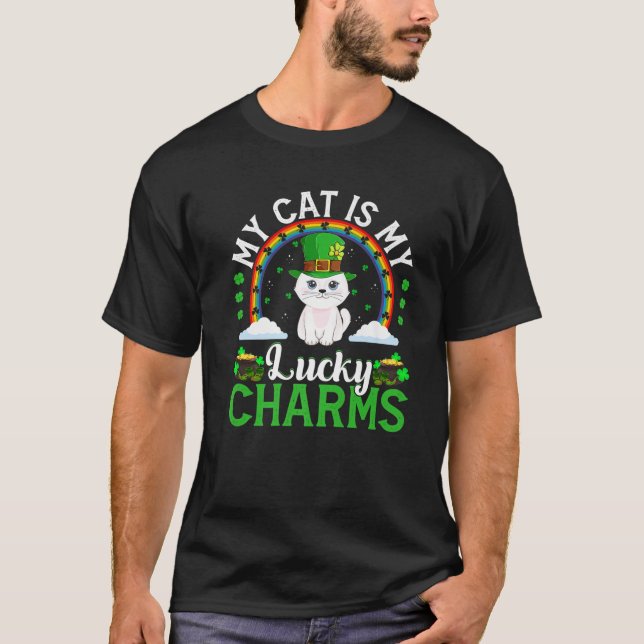 Min katt är min Lucky Charms Funny Cat St. Patrick T Shirt (Framsida)