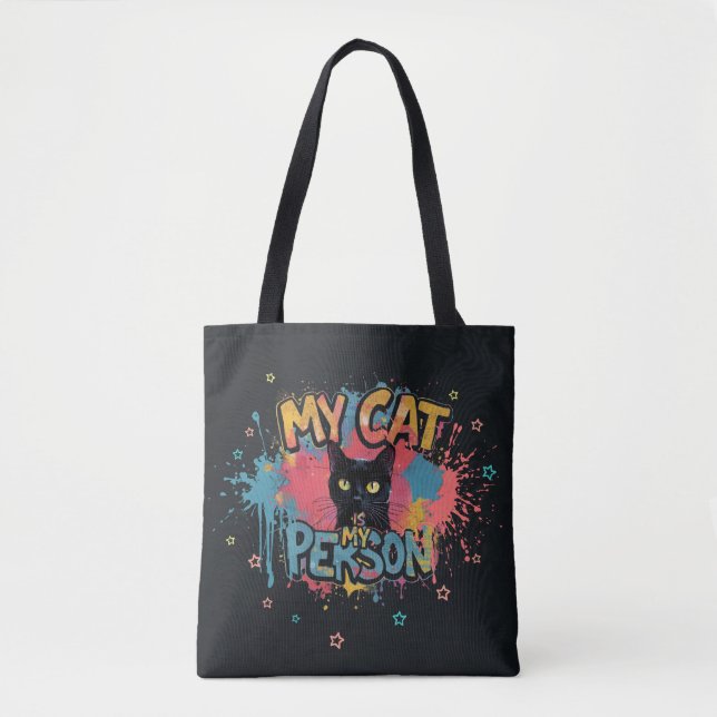 Min katt är min person neon graffiti design tygkasse (Framsida)