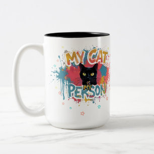 Min katt är min person neon-graffitidesign Två-Tonad mugg
