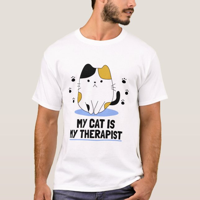 Min katt är min terapi t shirt (Framsida)