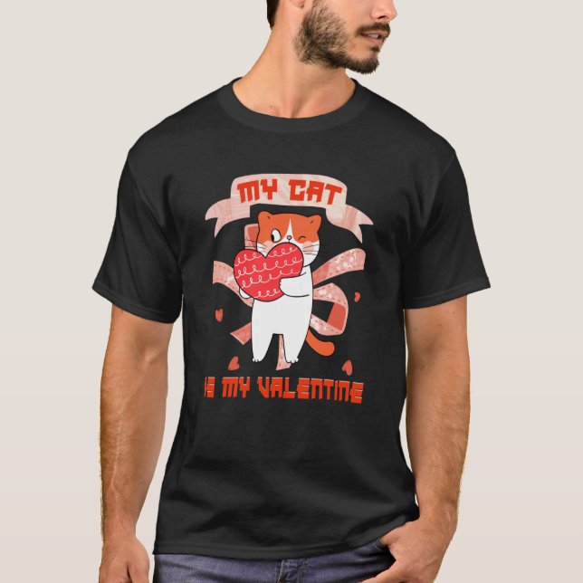Min katt är min valentin  2 t shirt (Framsida)