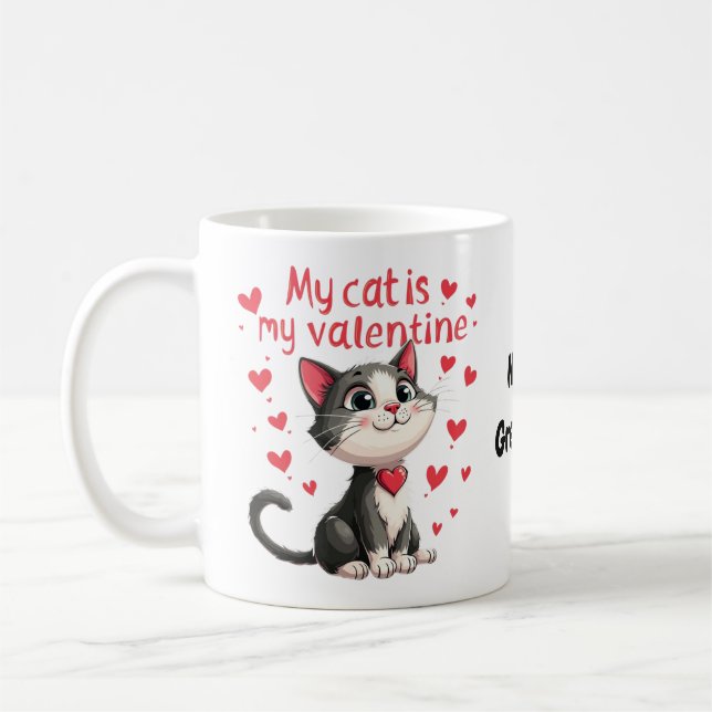 Min katt är min valentin Alla hjärtans dag firande Kaffemugg (Vänster)