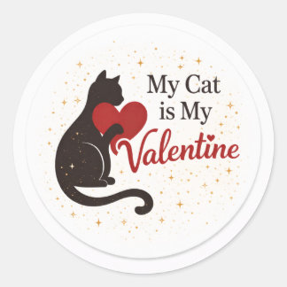 Min katt är min valentin-klistermärke – Katt Silue Runt Klistermärke
