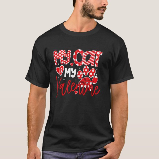 Min katt är min valentin rolig valentin dag katt t shirt (Framsida)
