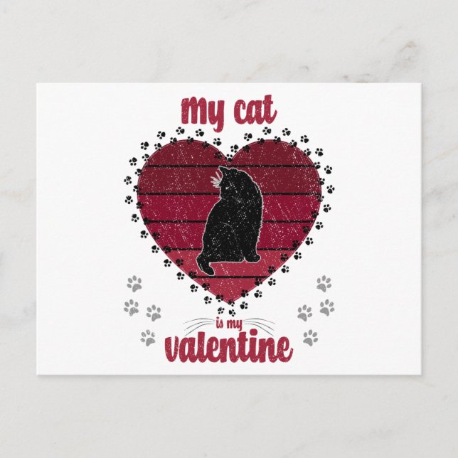 Min katt är min valentin | rolig valentinspresent vykort (Framsida)