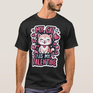 Min katt är min valentin Söt katt Alla hjärtans da T Shirt