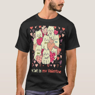 Min katt är min valentin söta gula katt röda hjärt t shirt