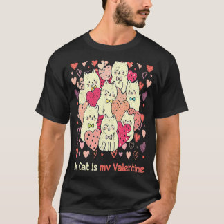 Min katt är min valentin söta gula katt röda hjärt t shirt