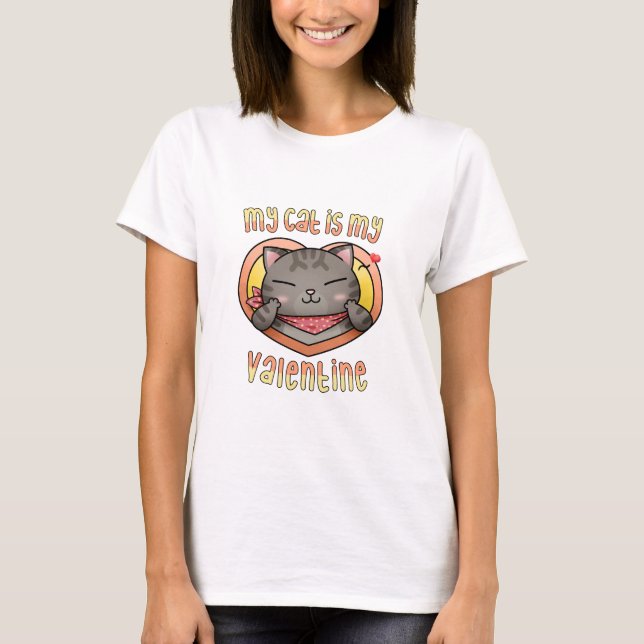 Min katt är min valentin Tabby katt T Shirt (Framsida)