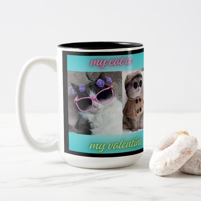 Min katt är min valentin Två-Tonad mugg (Med munk)