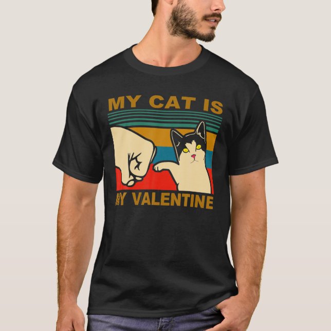 Min katt är min Valentine Funny Valentines day för T Shirt (Framsida)