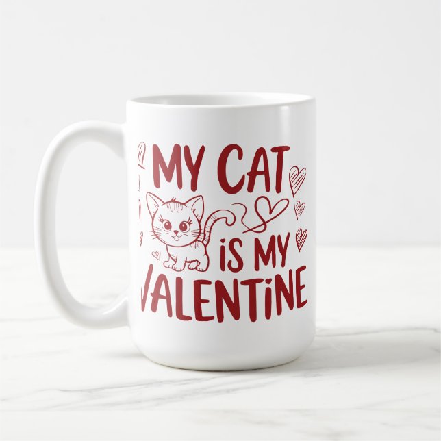 Min katt är min Valentine Kaffemugg (Vänster)