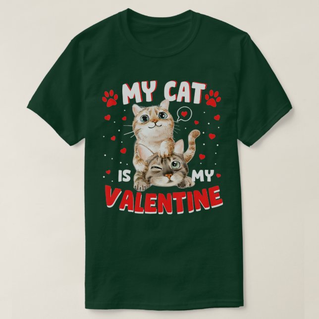 Min katt är min Valentine Kitten Älskare Heart Val T Shirt (Design framsida)