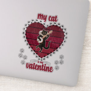 Min katt är min Valentine   Klöverklöver-valentink Klistermärken