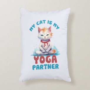 Min katt är min Yoga-partner-beundransvärda medite Prydnadskudde