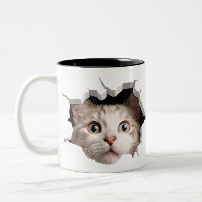 Min katt är mycket nyfiken Två-Tonad mugg (Vänster)