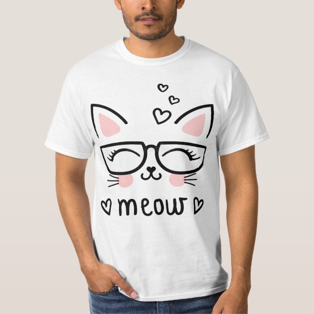 Min katt är söt MEOW T-Shirt (Framsida)