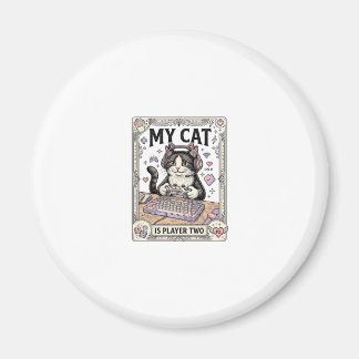 Min katt är spelare två kattgamer tech vintage vek magnet