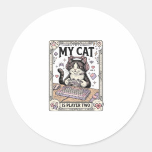 Min katt är spelare två kattgamer tech vintage vek runt klistermärke