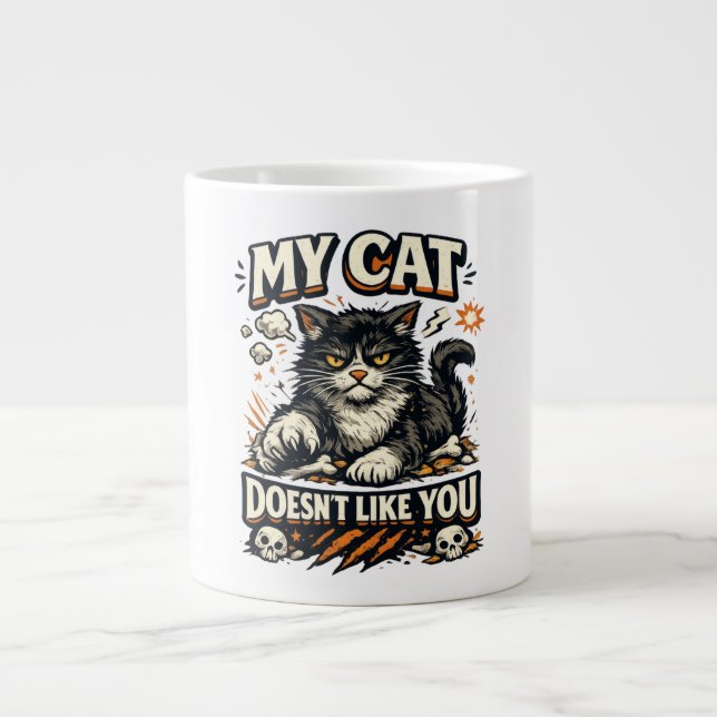 Min katt gillar dig inte Retro Jumbo Mugg (Framsidan)