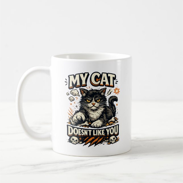 Min katt gillar dig inte Retro Kaffemugg (Vänster)