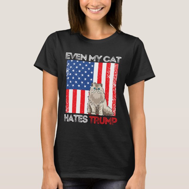 Min katt gör att jag trumpar mot trumpamerikanska  t shirt (Framsida)