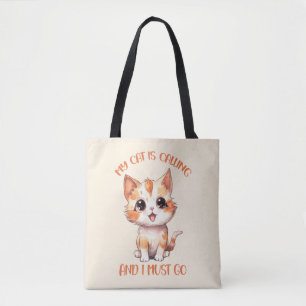Min katt kallar på Cute Orange Cat Tygkasse