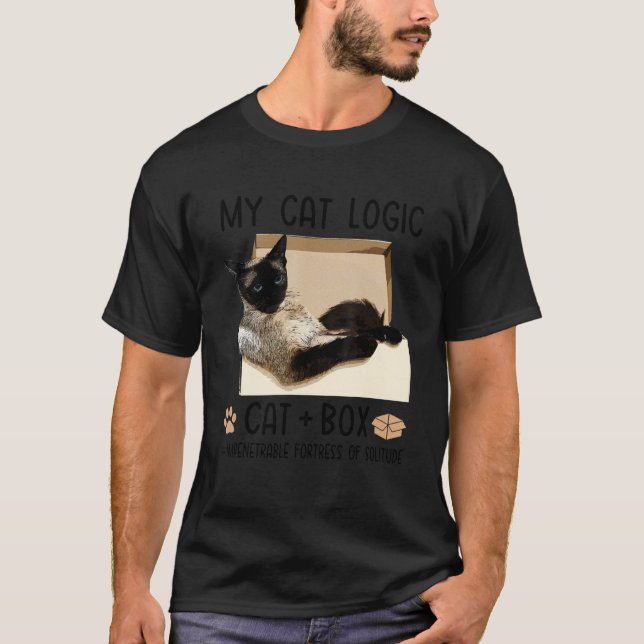 Min Katt Logik Katt + Låda Ogenomtränglig Fästning T Shirt (Framsida)