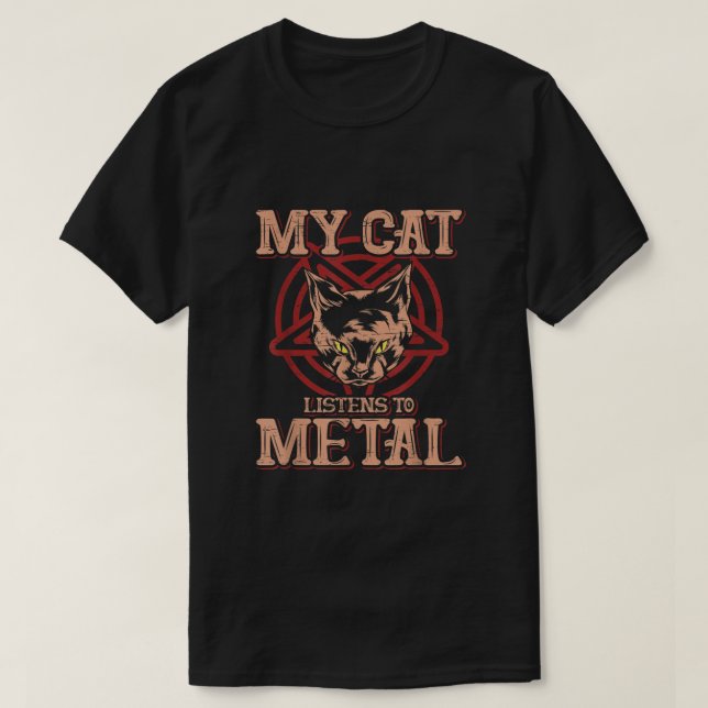 Min katt lyssnar på Metall Black Mörk Sten Dödsmöt T Shirt (Design framsida)