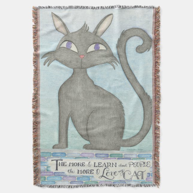 Min katt - markera Twain Quote Inspired Throw Blan Filt (Framsidan Vertikal)