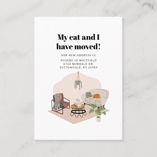 Min katt och jag Flyttat byte av Adress Flytta Visitkort (Framsida)