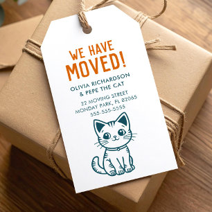 Min katt och jag har en ny adress anpassade färger presentetikett