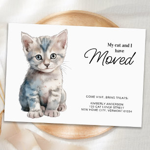 Min katt och jag har Flyttat Grått Kitten Flytta Meddelande Vykort