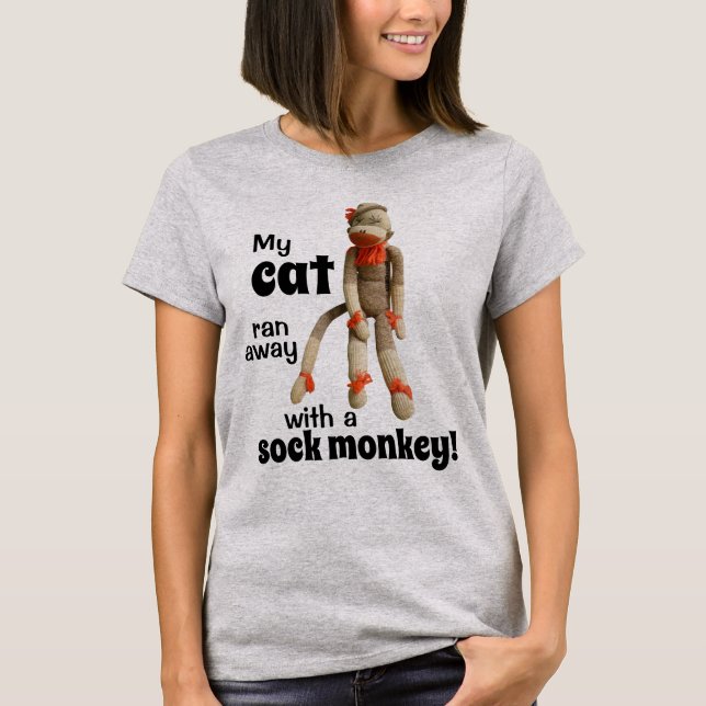 Min katt rymde med en strumpapa! Rolig t-shirt (Framsida)