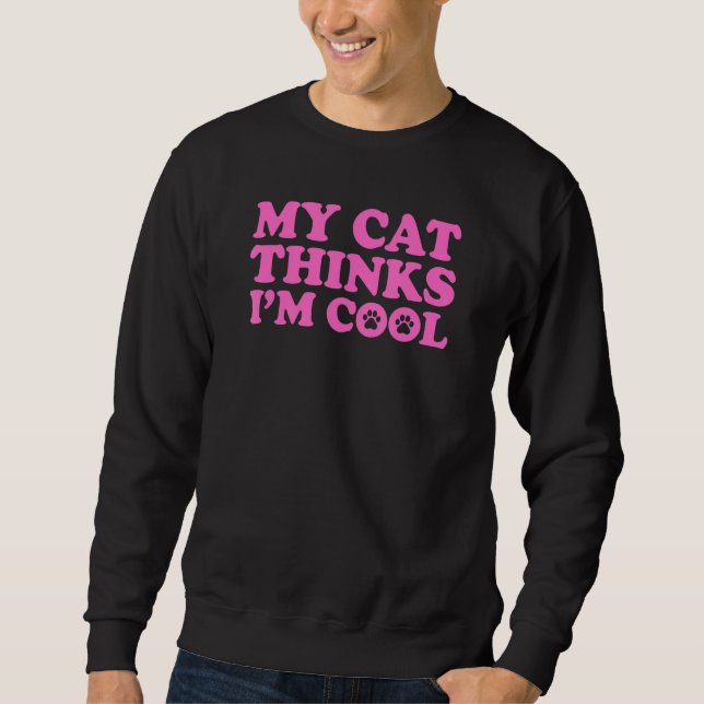 Min katt tycker att jag är cool 6 lång ärmad tröja (Framsida)