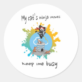 Min kattens ninja flyttar behållan mig upptagen at runt klistermärke