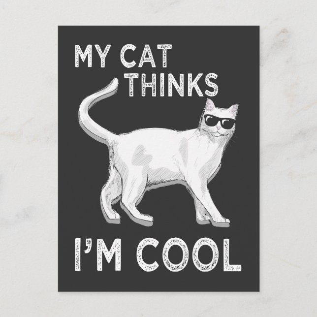 Min katts Tänka jag är Coola Kattdjur med solglass Vykort (Framsida)
