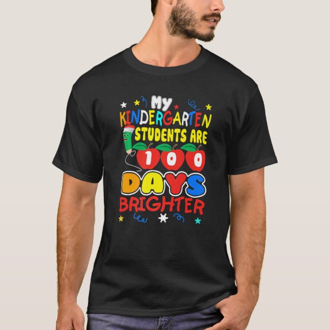 Min Kindergarten Studenter är 100 dagar Brighter T Shirt (Framsida)