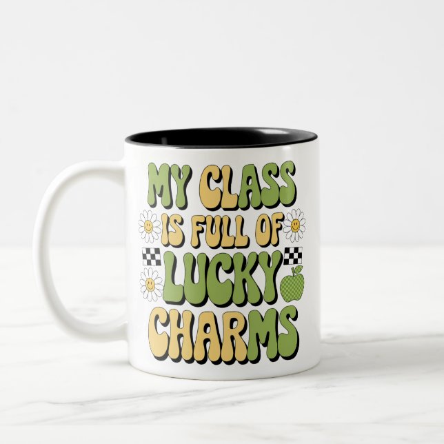 Min klass är full av Lucky Charms Patricks lärare Två-Tonad Mugg (Vänster)