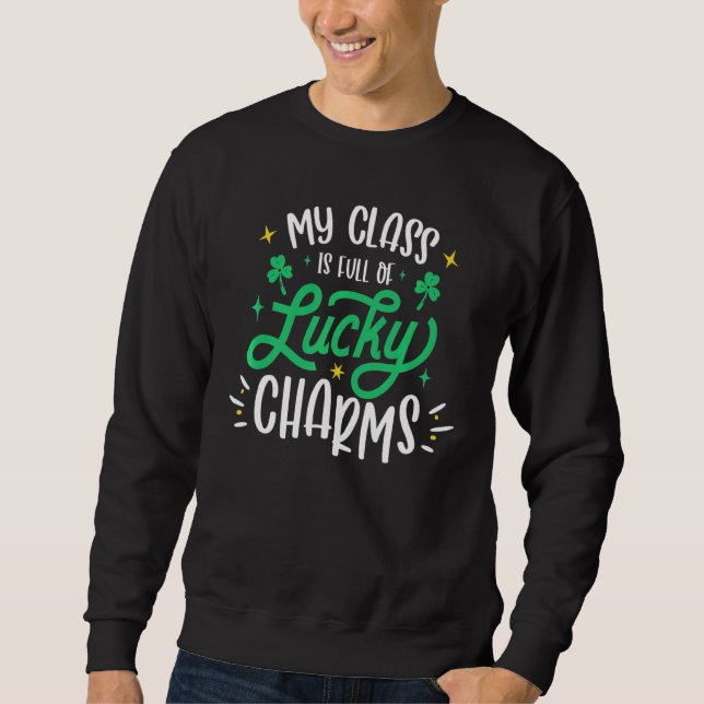 Min klass är Fullt av Lucky Charms St patrick's da Lång Ärmad Tröja (Framsida)