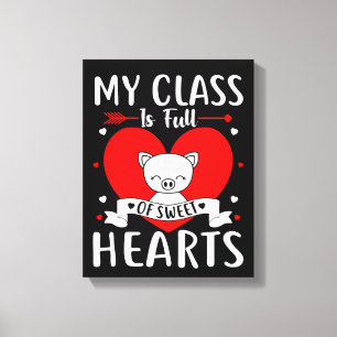 Min klass är Fullt av söthjärthjärtan Valentine Canvastryck