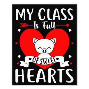 Min klass är Fullt av söthjärthjärtan Valentine Fototryck
