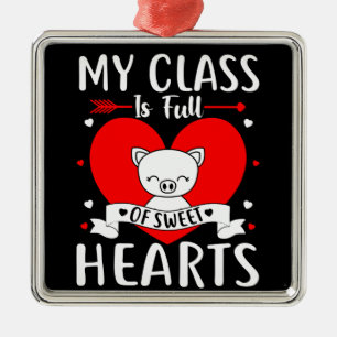 Min klass är Fullt av söthjärthjärtan Valentine Julgransprydnad Metall