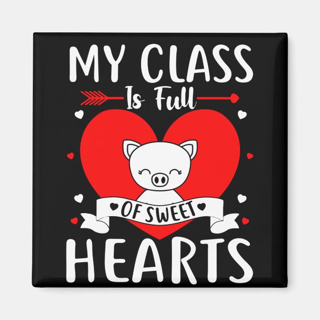 Min klass är Fullt av söthjärthjärtan Valentine Magnet (Framsidan)