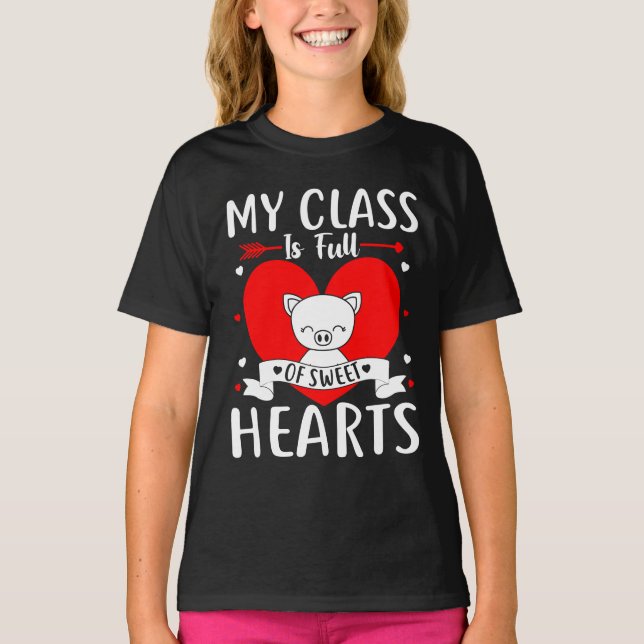 Min klass är Fullt av söthjärthjärtan Valentine T Shirt (Framsida)