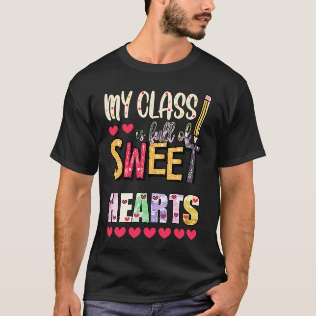 Min klass är Fullt av SweetHearts Cute Teacher Val T Shirt (Framsida)
