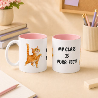 Min klass är purr-fekt rolig orange katt lärare Två-Tonad mugg